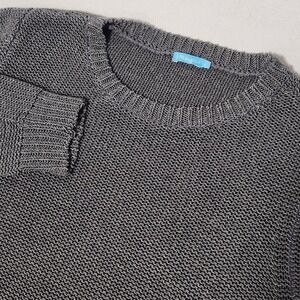 J.McLaughlin Women Charcoal Gray Textured Garter Knit Crew Neck Sweater Large L